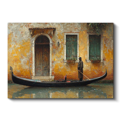 Venedik Gondolcusu - Klasik İtalyan Mimarisi Kanvas Tablo