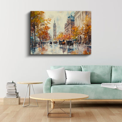 Paris Bulvarları - Sonbahar Renkleri Kanvas Tablo