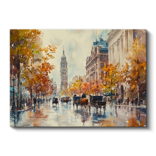 Paris Bulvarları - Sonbahar Renkleri Kanvas Tablo