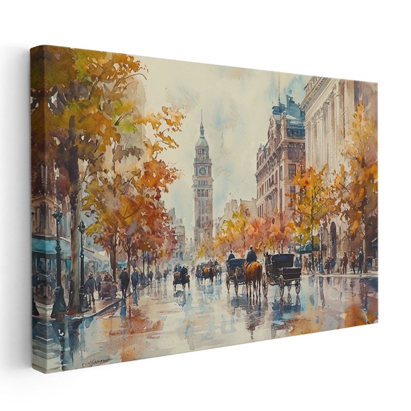 Paris Bulvarları - Sonbahar Renkleri Kanvas Tablo