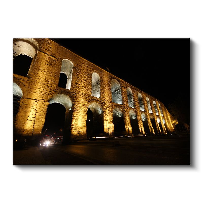 Roma Su Kemerleri - Gece Aydınlatması Kanvas Tablo