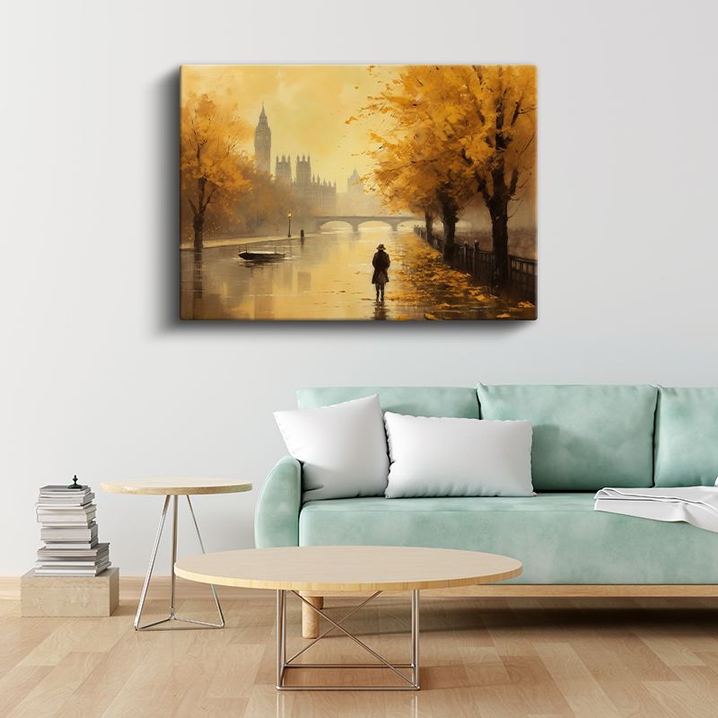 Londra Thames Nehri - Sonbahar Atmosferi Kanvas Tablo
