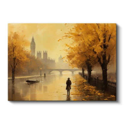Londra Thames Nehri - Sonbahar Atmosferi Kanvas Tablo