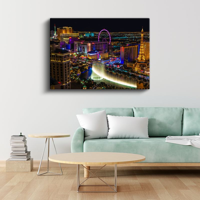 Las Vegas Gece Manzarası - Renkli Işıklar Kanvas Tablo