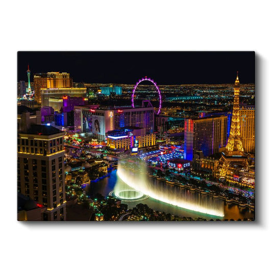 Las Vegas Gece Manzarası - Renkli Işıklar Kanvas Tablo