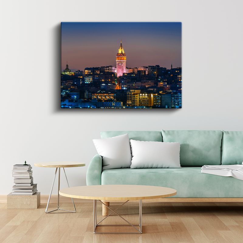 Galata Kulesi - Gece Panoraması Kanvas Tablo