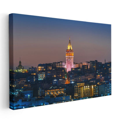 Galata Kulesi - Gece Panoraması Kanvas Tablo