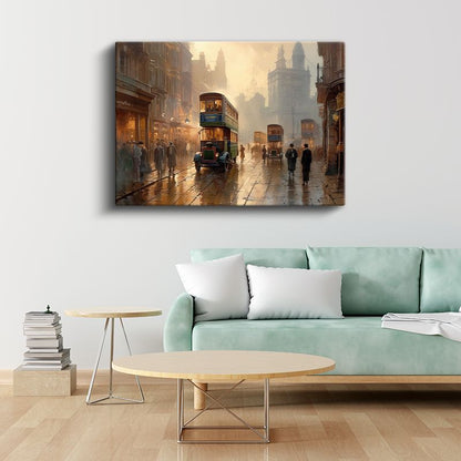 Nostaljik Londra - Tramvaylı Sokak Kanvas Tablo