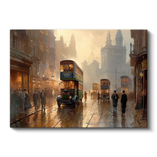 Nostaljik Londra - Tramvaylı Sokak Kanvas Tablo