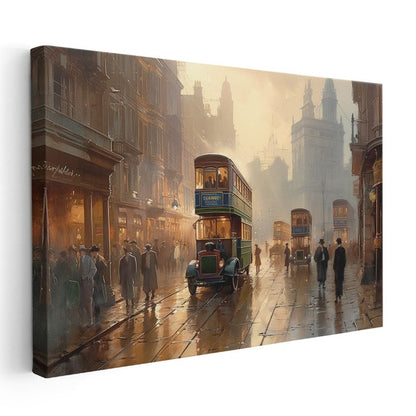 Nostaljik Londra - Tramvaylı Sokak Kanvas Tablo