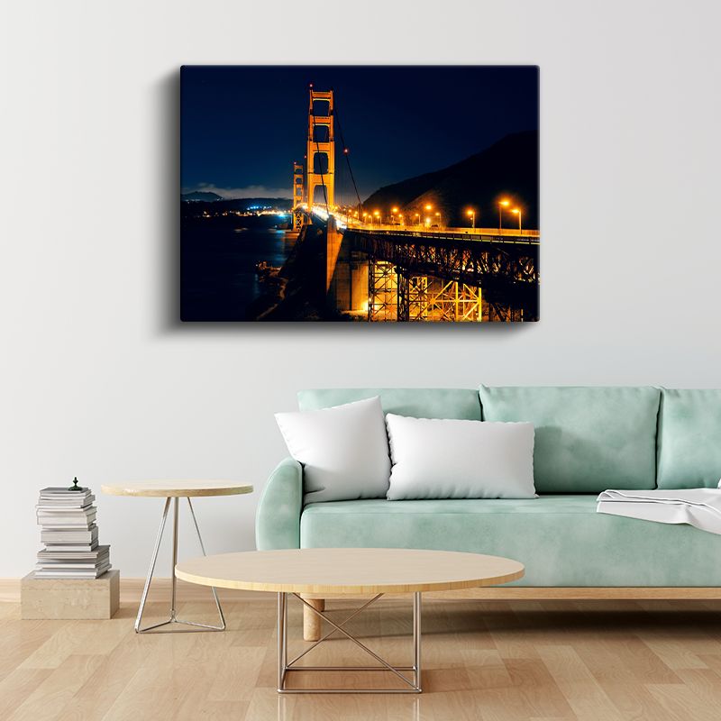 Golden Gate Köprüsü - Gece Görünümü Kanvas Tablo