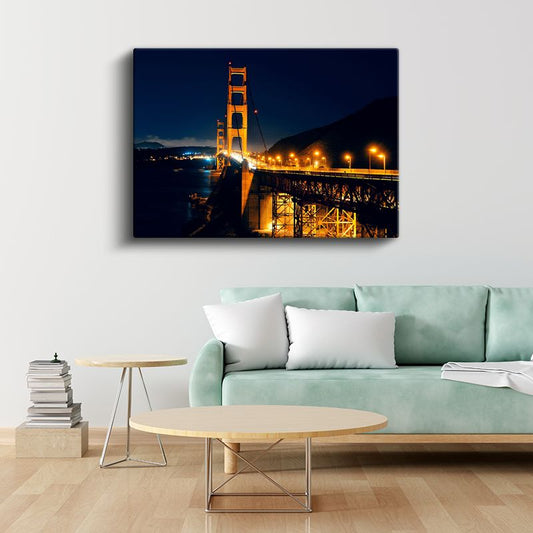 Golden Gate Köprüsü - Gece Görünümü Kanvas Tablo