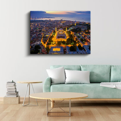 Süleymaniye Camii - Havadan İstanbul Manzarası Kanvas Tablo