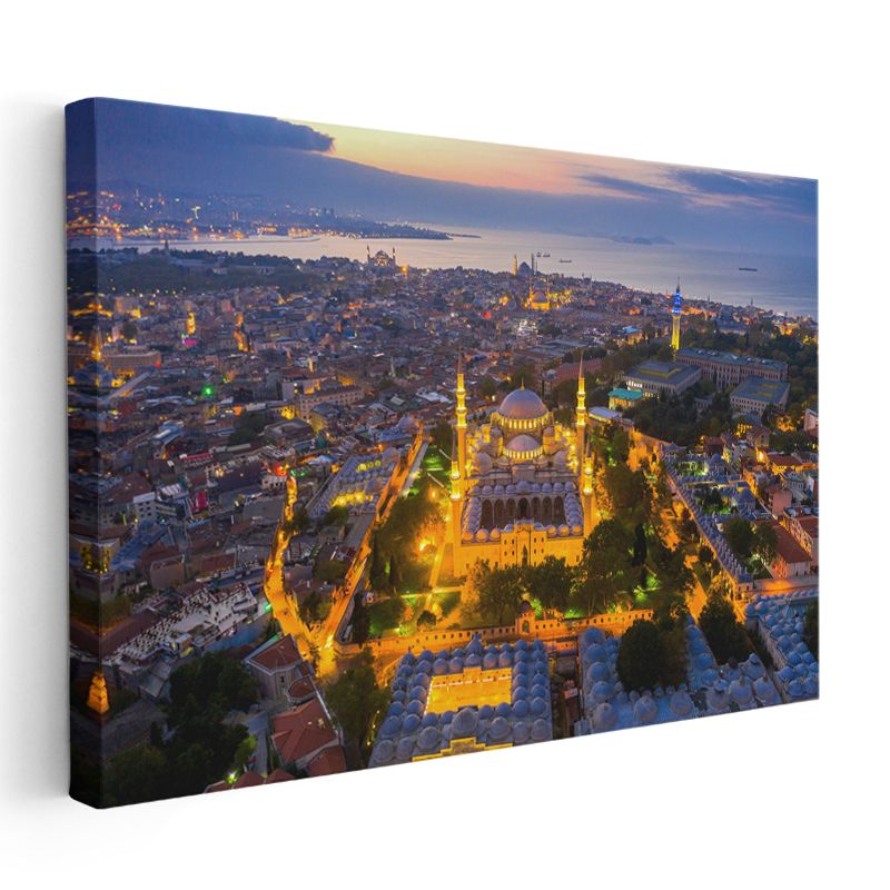 Süleymaniye Camii - Havadan İstanbul Manzarası Kanvas Tablo