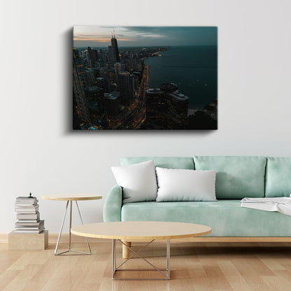 Chicago Gökdelenleri - Akşam Panoraması Kanvas Tablo