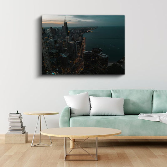 Chicago Gökdelenleri - Akşam Panoraması Kanvas Tablo