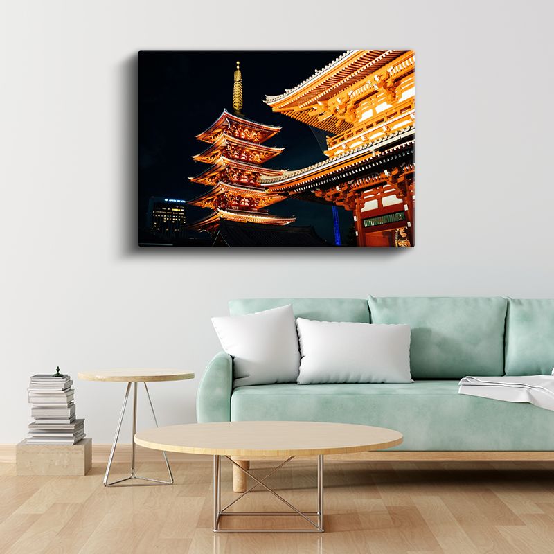 Japon Tapınağı - Gece Aydınlatması Kanvas Tablo