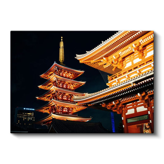 Japon Tapınağı - Gece Aydınlatması Kanvas Tablo