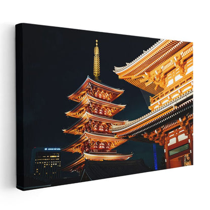 Japon Tapınağı - Gece Aydınlatması Kanvas Tablo