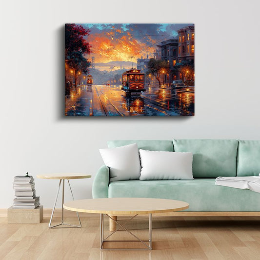 San Francisco - Tramvaylı Sokak Manzarası Kanvas Tablo