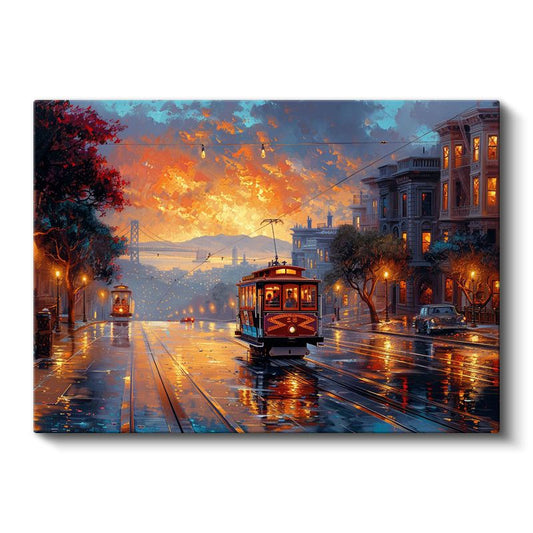 San Francisco - Tramvaylı Sokak Manzarası Kanvas Tablo