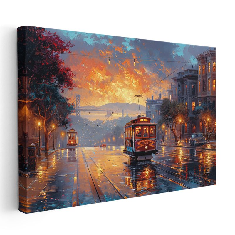 San Francisco - Tramvaylı Sokak Manzarası Kanvas Tablo