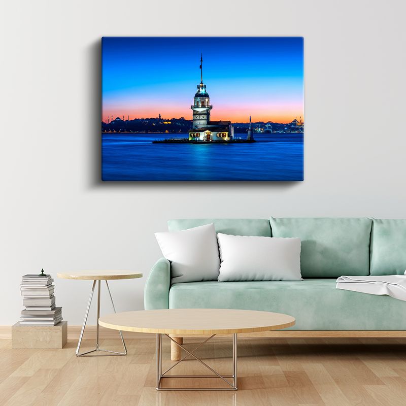 Kız Kulesi - Mavi Akşam Işığında Kanvas Tablo