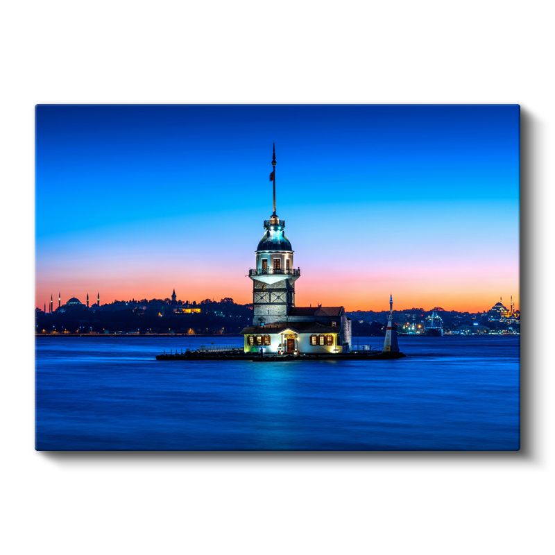 Kız Kulesi - Mavi Akşam Işığında Kanvas Tablo