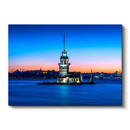 Kız Kulesi - Mavi Akşam Işığında Kanvas Tablo