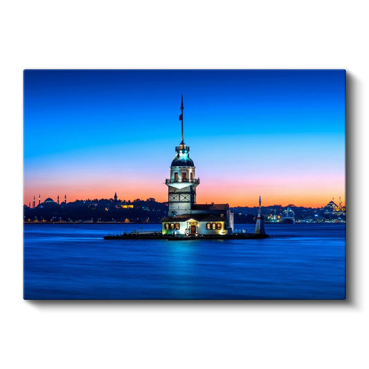 Kız Kulesi - Mavi Akşam Işığında Kanvas Tablo