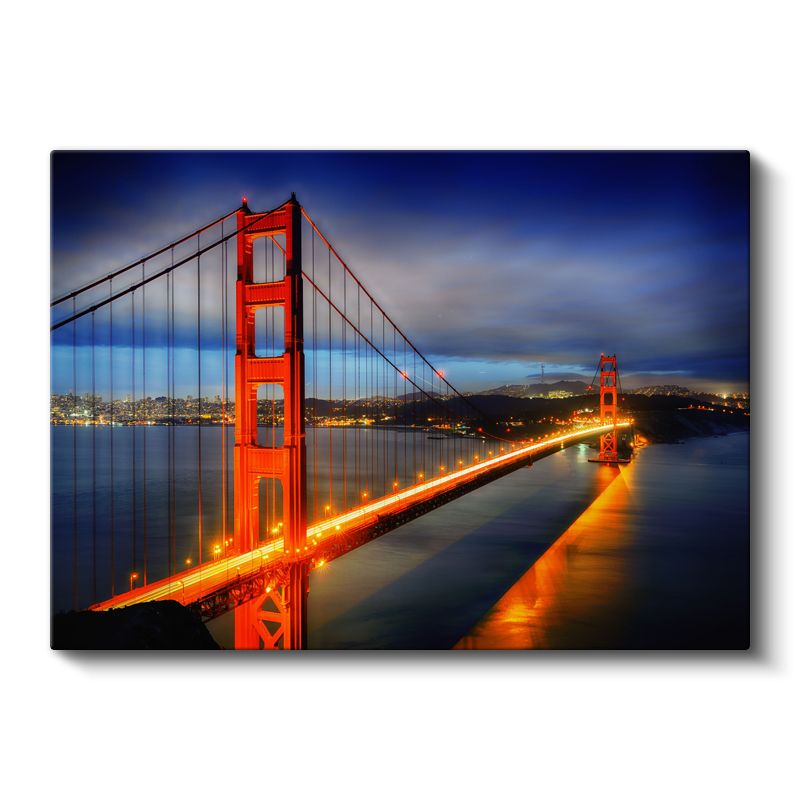 Golden Gate - Gece Işıkları Altında İkonik Köprü Kanvas Tablo