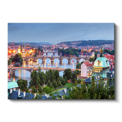 Prag Köprüleri - Nehir Üzerinde Tarihi Mimari Kanvas Tablo