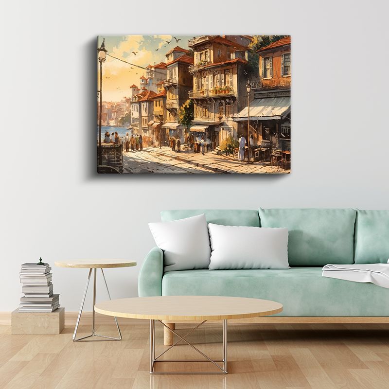 Boğaz Evleri - Güneşli Sokakta Tarihi Yapılar Kanvas Tablo