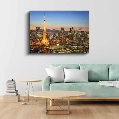 Tokyo Kulesi - Gece Işıklarında Metropol Kanvas Tablo