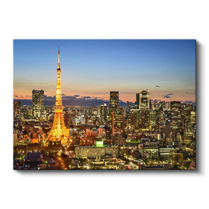 Tokyo Kulesi - Gece Işıklarında Metropol Kanvas Tablo