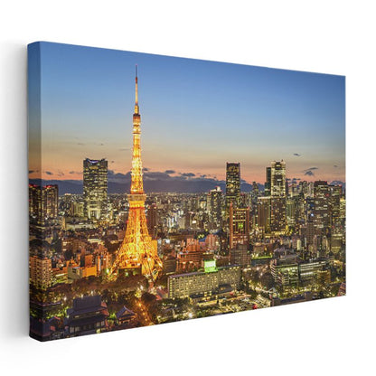 Tokyo Kulesi - Gece Işıklarında Metropol Kanvas Tablo