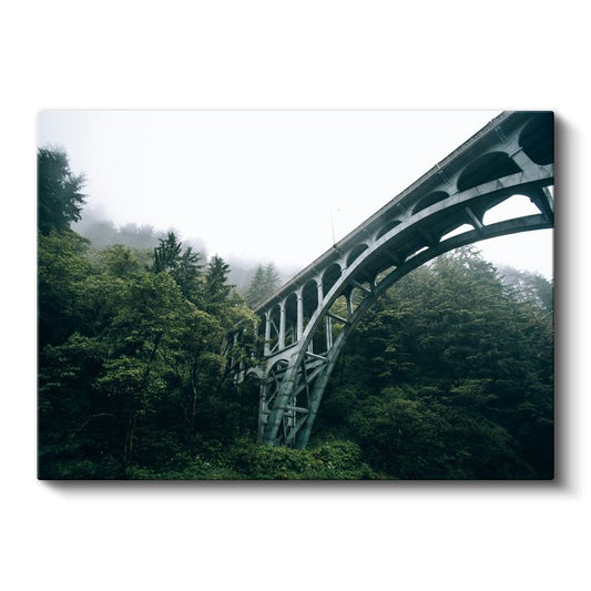 Orman Köprüsü - Sisli Doğada Taş Mimari Kanvas Tablo