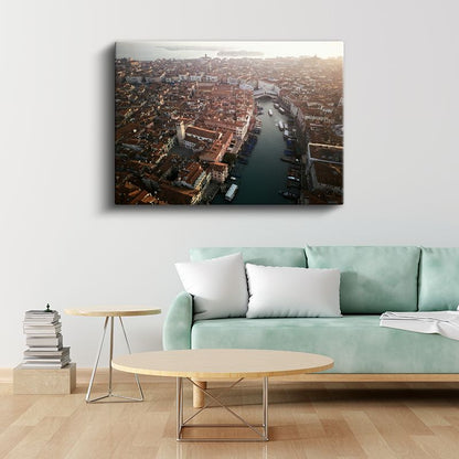 Venedik Kanalları - Kuşbakışı Şehir Manzarası Kanvas Tablo