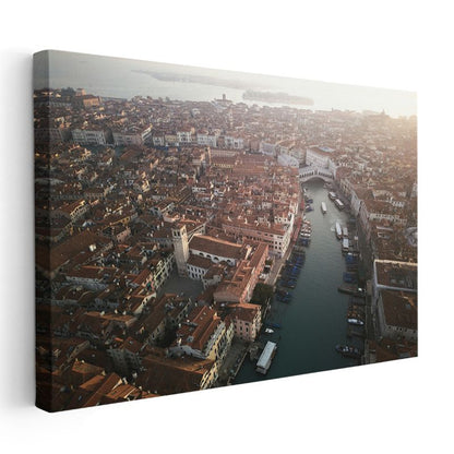 Venedik Kanalları - Kuşbakışı Şehir Manzarası Kanvas Tablo
