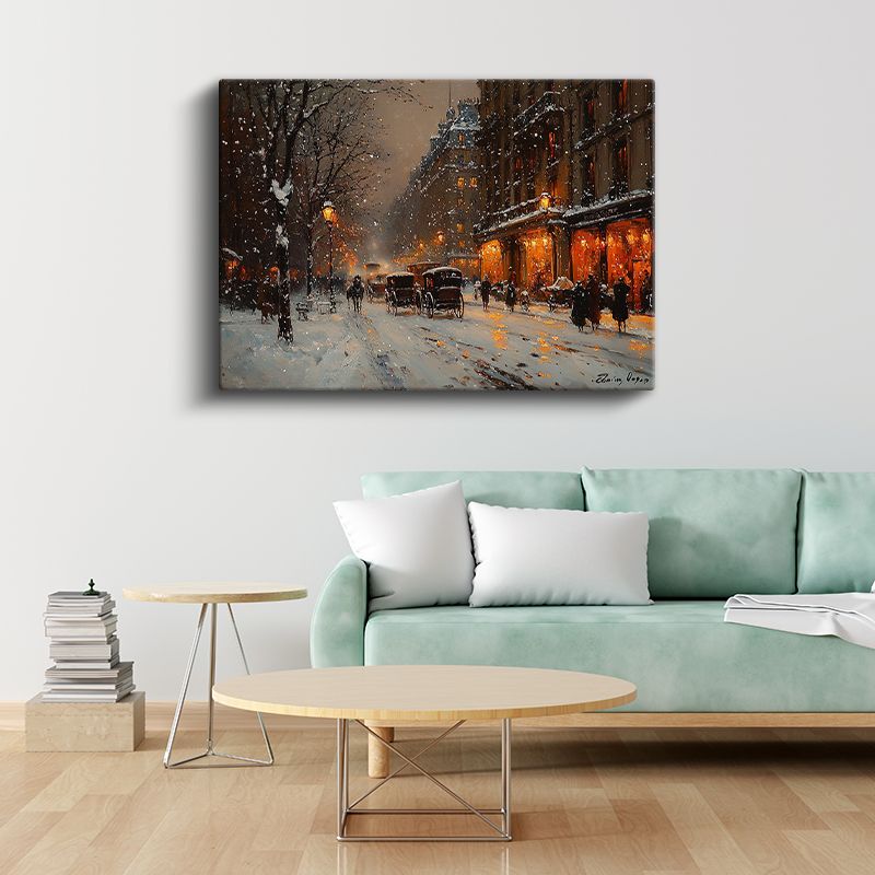 Kış Akşamı - Nostaljik Şehir Yaşamı Kanvas Tablo