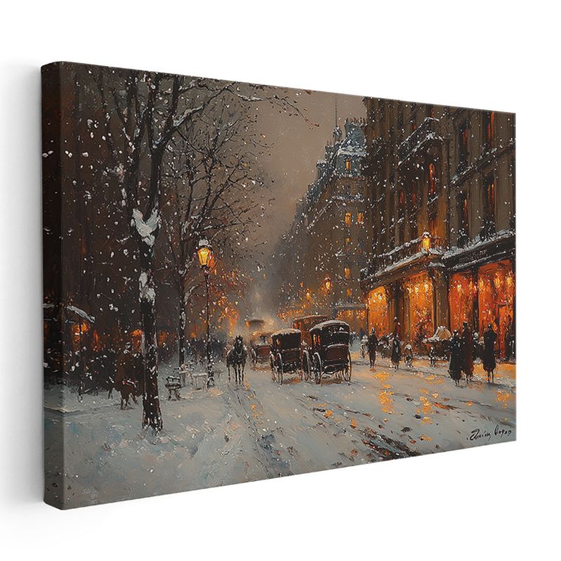 Kış Akşamı - Nostaljik Şehir Yaşamı Kanvas Tablo