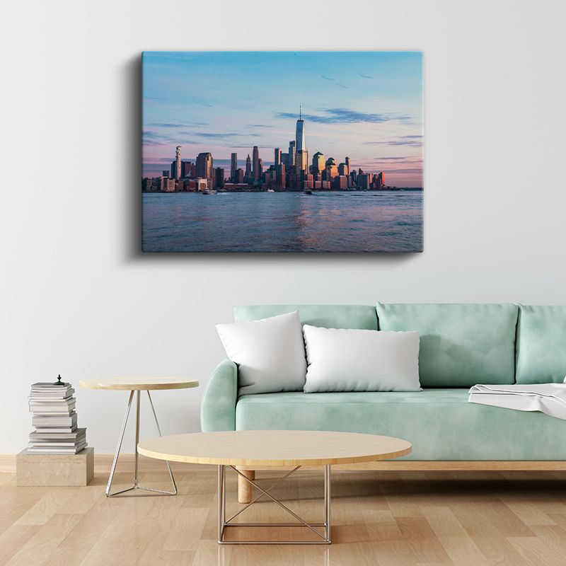 New York Silueti - Gün Batımında Gökdelenler Kanvas Tablo