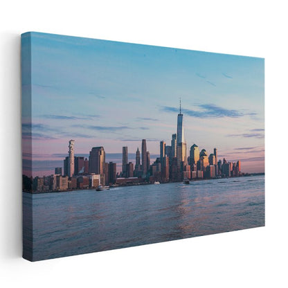 New York Silueti - Gün Batımında Gökdelenler Kanvas Tablo
