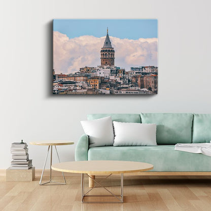 Galata Kulesi - İstanbul Siluetinde Tarihi Yapı Kanvas Tablo