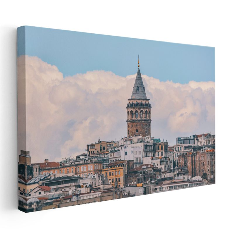 Galata Kulesi - İstanbul Siluetinde Tarihi Yapı Kanvas Tablo
