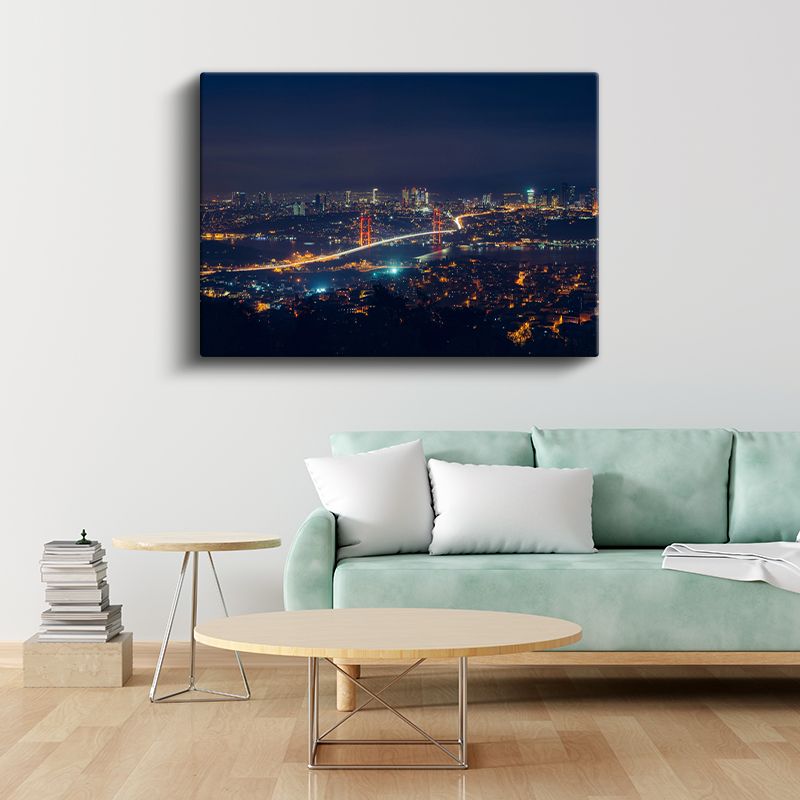 Boğaziçi Köprüsü - Gece Işıklarında İstanbul Kanvas Tablo