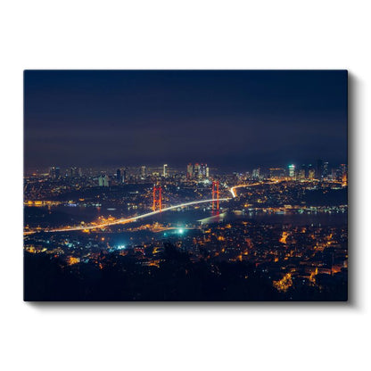 Boğaziçi Köprüsü - Gece Işıklarında İstanbul Kanvas Tablo