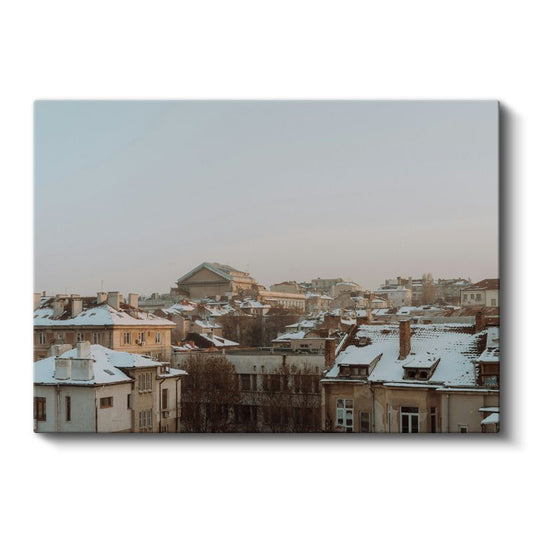 Karlı Çatılar - Kış Mevsiminde Şehir Dokusu Kanvas Tablo