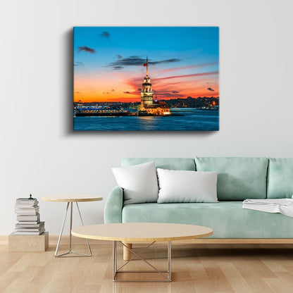 Kız Kulesi - Gün Batımında İstanbul Sembolü Kanvas Tablo