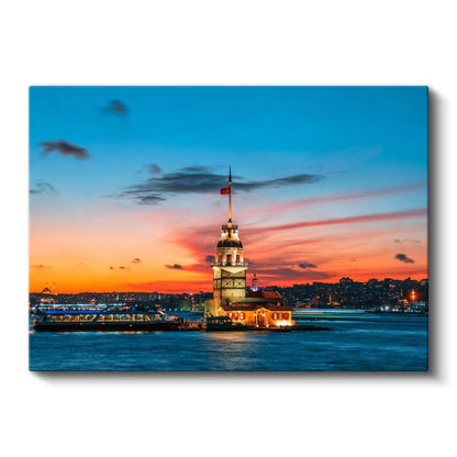 Kız Kulesi - Gün Batımında İstanbul Sembolü Kanvas Tablo